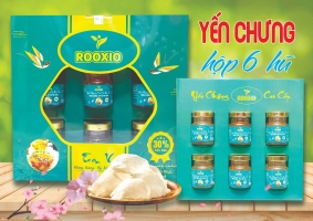 Yến chưng cao cấp tam vị đông trùng, Kỷ tử, hạt sen Rooxio( hộp 6 hũ )